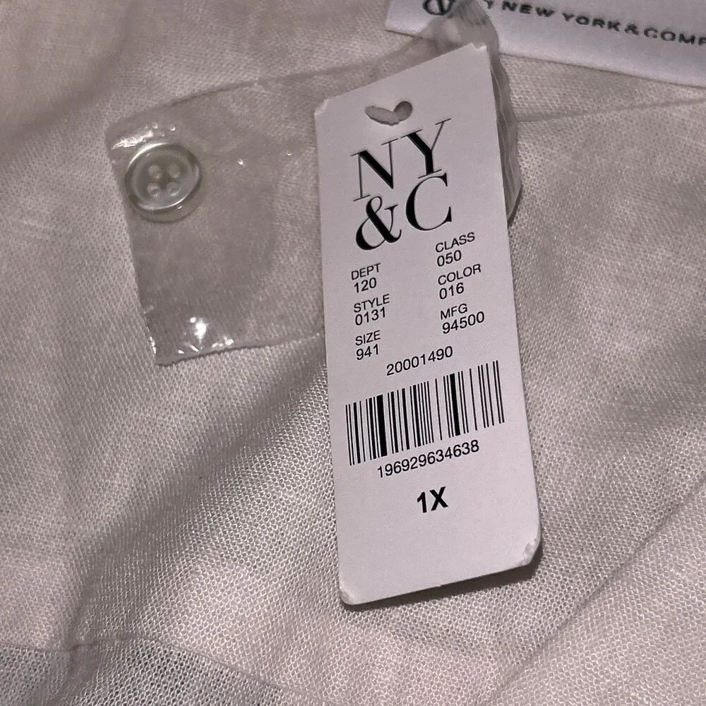 New York & Company Button Down Shirt White XL - Picture 5 of 7